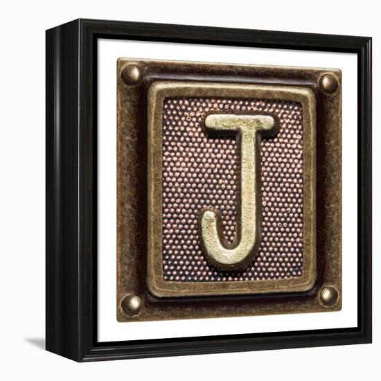 Metal Button Alphabet Letter J-donatas1205-Framed Stretched Canvas