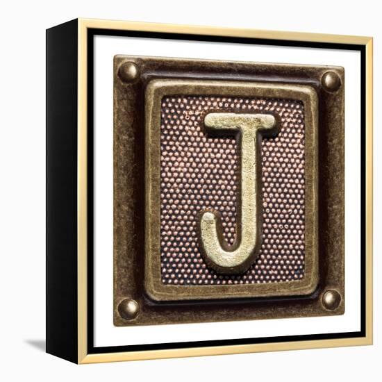 Metal Button Alphabet Letter J-donatas1205-Framed Stretched Canvas