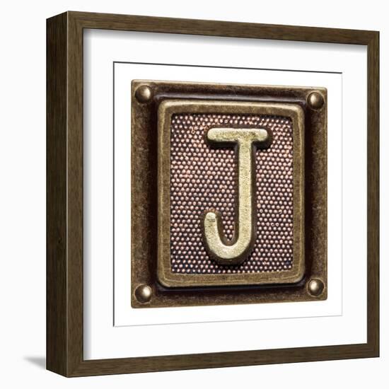 Metal Button Alphabet Letter J-donatas1205-Framed Art Print