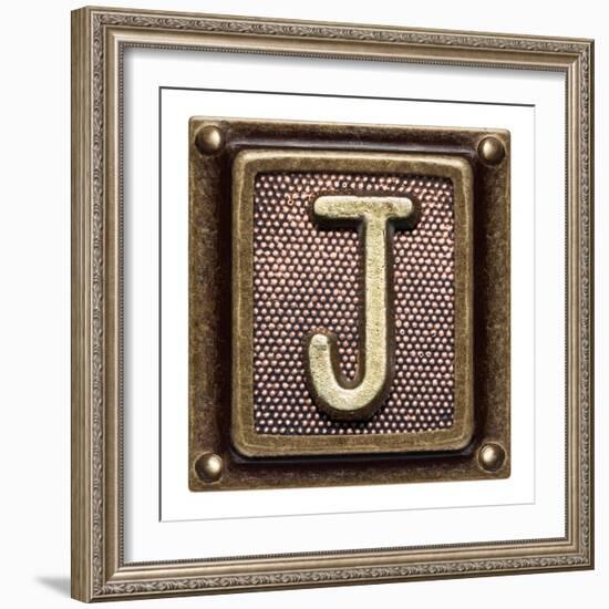 Metal Button Alphabet Letter J-donatas1205-Framed Premium Giclee Print