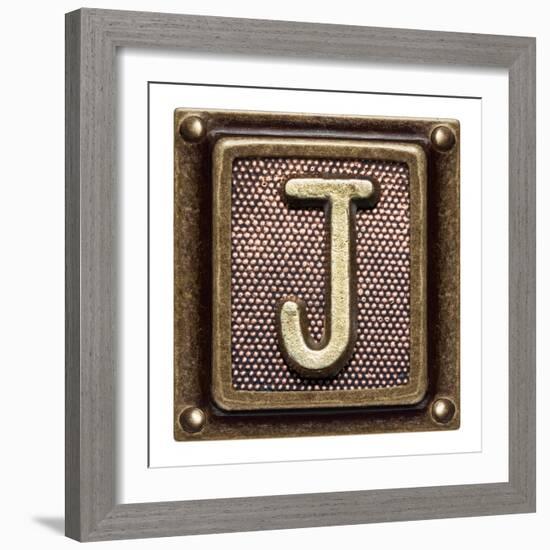 Metal Button Alphabet Letter J-donatas1205-Framed Premium Giclee Print