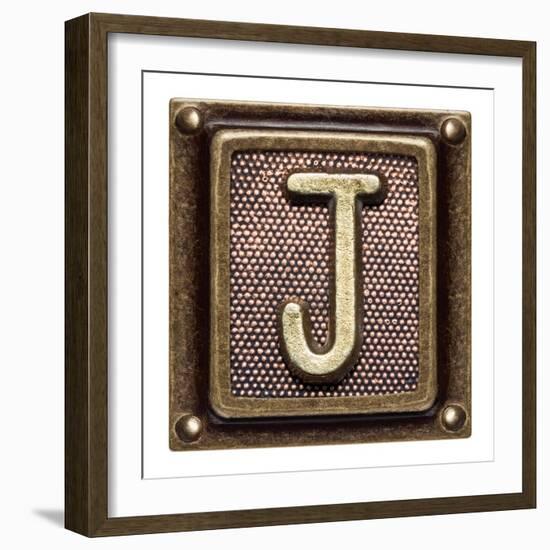 Metal Button Alphabet Letter J-donatas1205-Framed Premium Giclee Print