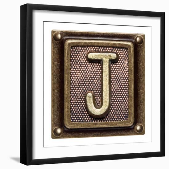 Metal Button Alphabet Letter J-donatas1205-Framed Premium Giclee Print