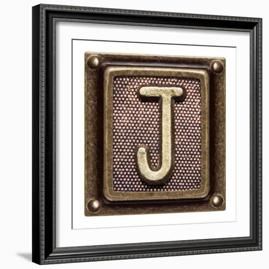 Metal Button Alphabet Letter J-donatas1205-Framed Premium Giclee Print