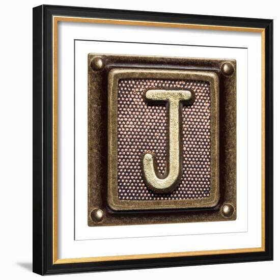 Metal Button Alphabet Letter J-donatas1205-Framed Premium Giclee Print