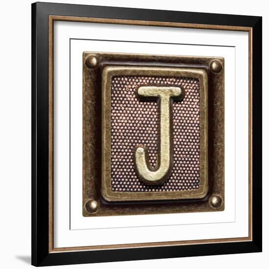 Metal Button Alphabet Letter J-donatas1205-Framed Art Print