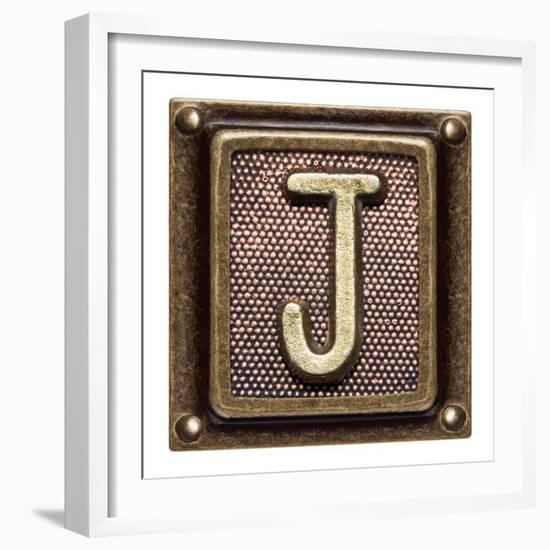 Metal Button Alphabet Letter J-donatas1205-Framed Art Print