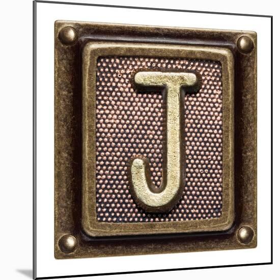 Metal Button Alphabet Letter J-donatas1205-Mounted Art Print