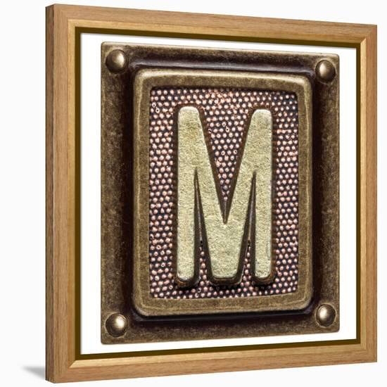 Metal Button Alphabet Letter M-donatas1205-Framed Stretched Canvas