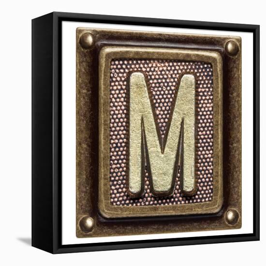 Metal Button Alphabet Letter M-donatas1205-Framed Stretched Canvas