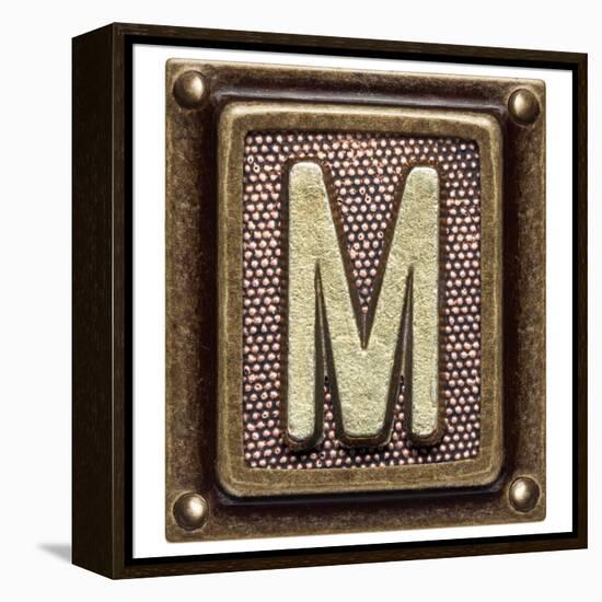 Metal Button Alphabet Letter M-donatas1205-Framed Stretched Canvas