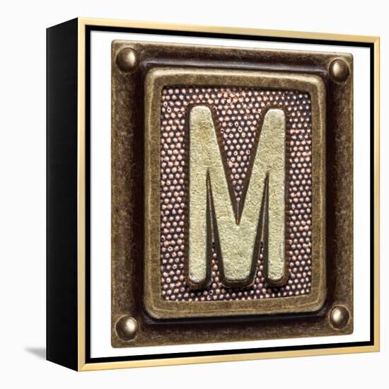 Metal Button Alphabet Letter M-donatas1205-Framed Stretched Canvas