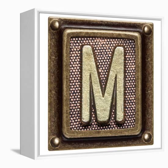 Metal Button Alphabet Letter M-donatas1205-Framed Stretched Canvas