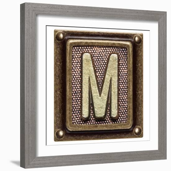 Metal Button Alphabet Letter M-donatas1205-Framed Premium Giclee Print