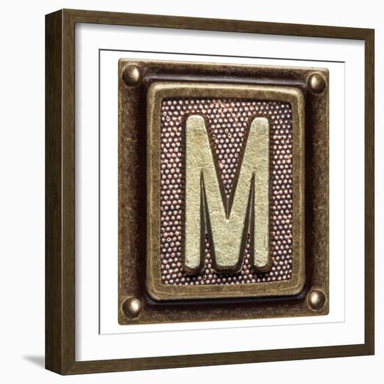 Metal Button Alphabet Letter M-donatas1205-Framed Premium Giclee Print