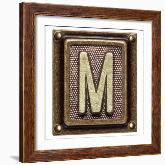 Metal Button Alphabet Letter M-donatas1205-Framed Premium Giclee Print