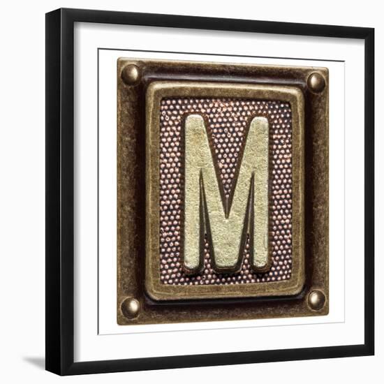 Metal Button Alphabet Letter M-donatas1205-Framed Premium Giclee Print