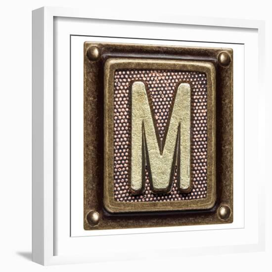 Metal Button Alphabet Letter M-donatas1205-Framed Premium Giclee Print