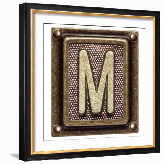 Metal Button Alphabet Letter M-donatas1205-Framed Premium Giclee Print