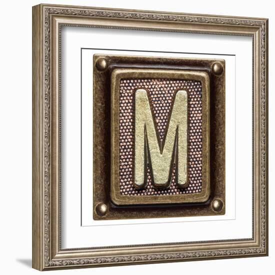 Metal Button Alphabet Letter M-donatas1205-Framed Art Print