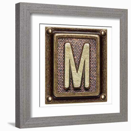 Metal Button Alphabet Letter M-donatas1205-Framed Art Print