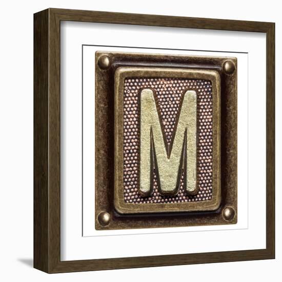 Metal Button Alphabet Letter M-donatas1205-Framed Art Print