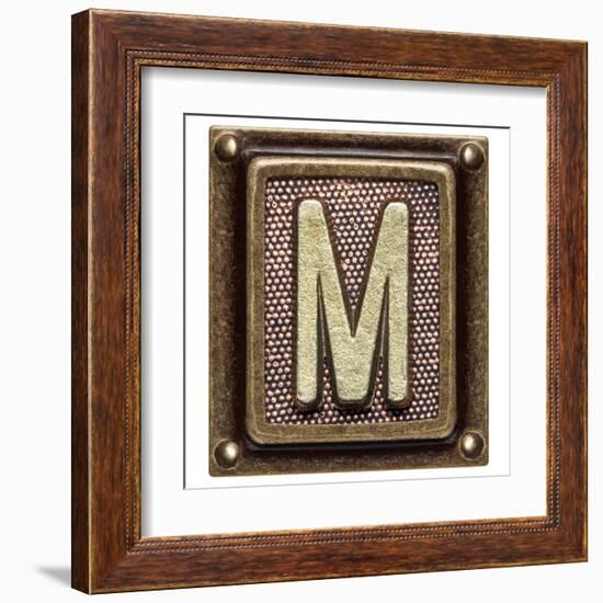 Metal Button Alphabet Letter M-donatas1205-Framed Art Print