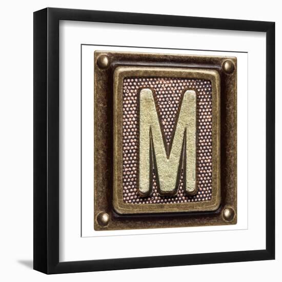 Metal Button Alphabet Letter M-donatas1205-Framed Art Print