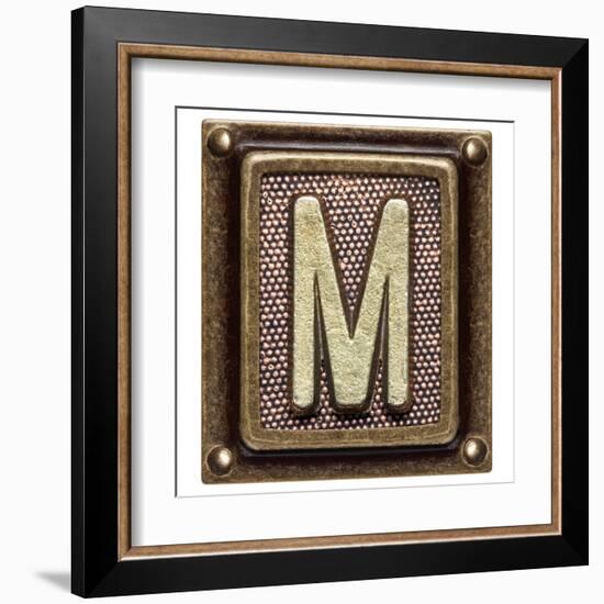 Metal Button Alphabet Letter M-donatas1205-Framed Art Print