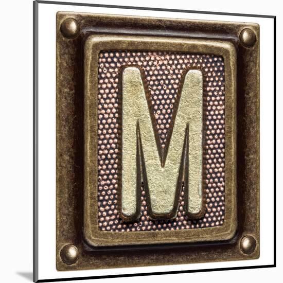 Metal Button Alphabet Letter M-donatas1205-Mounted Art Print