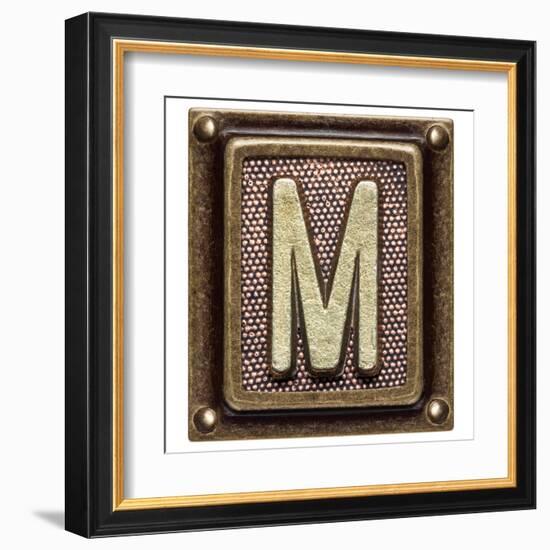 Metal Button Alphabet Letter M-donatas1205-Framed Art Print