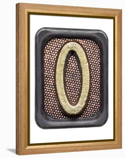 Metal Button Alphabet Letter O-donatas1205-Framed Stretched Canvas
