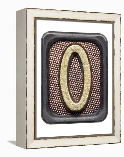 Metal Button Alphabet Letter O-donatas1205-Framed Stretched Canvas