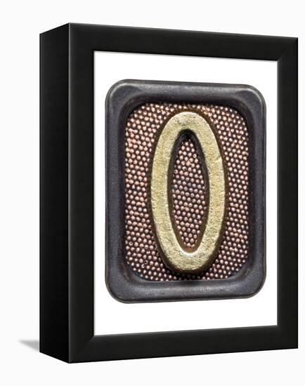 Metal Button Alphabet Letter O-donatas1205-Framed Stretched Canvas