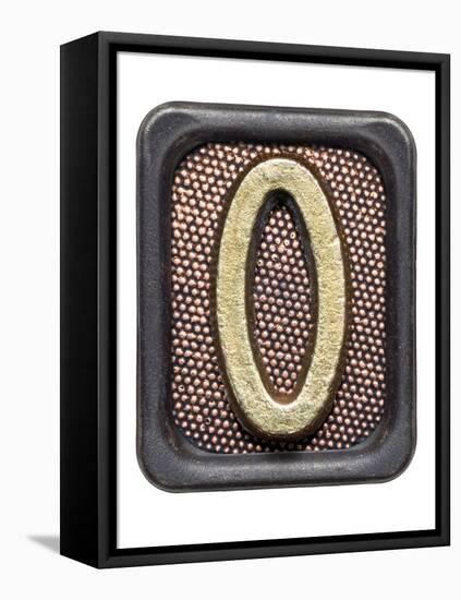 Metal Button Alphabet Letter O-donatas1205-Framed Stretched Canvas