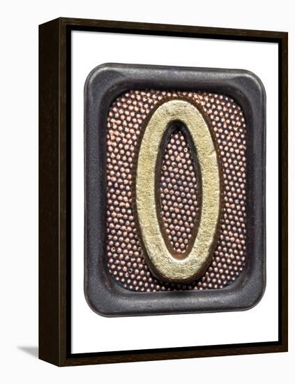 Metal Button Alphabet Letter O-donatas1205-Framed Stretched Canvas