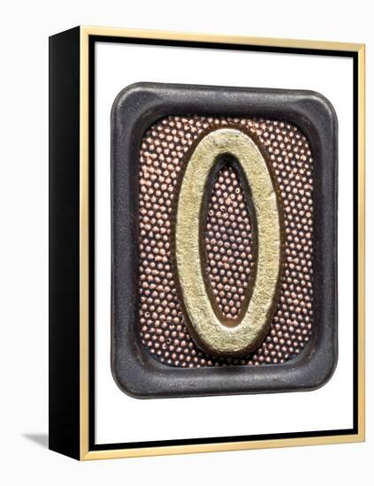 Metal Button Alphabet Letter O-donatas1205-Framed Stretched Canvas
