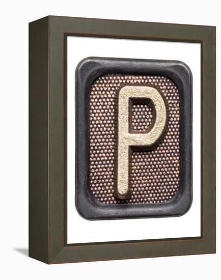 Metal Button Alphabet Letter P-donatas1205-Framed Stretched Canvas