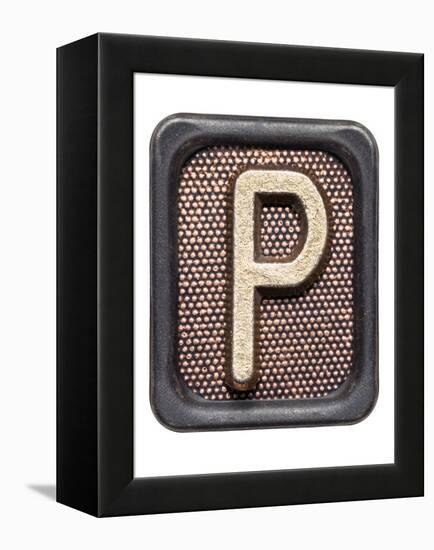 Metal Button Alphabet Letter P-donatas1205-Framed Stretched Canvas