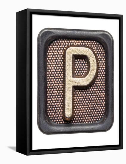Metal Button Alphabet Letter P-donatas1205-Framed Stretched Canvas