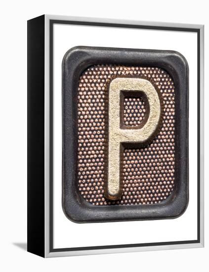 Metal Button Alphabet Letter P-donatas1205-Framed Stretched Canvas