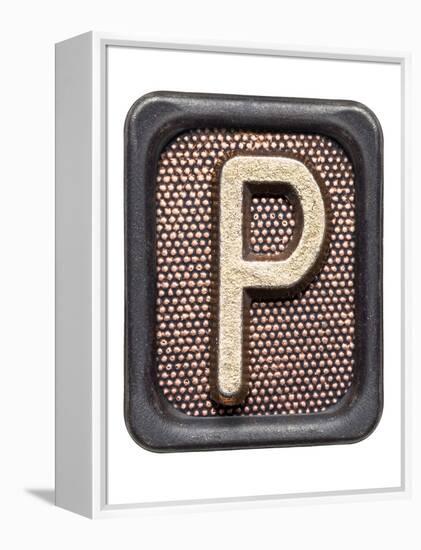 Metal Button Alphabet Letter P-donatas1205-Framed Stretched Canvas