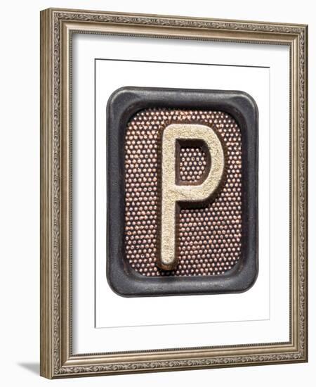 Metal Button Alphabet Letter P-donatas1205-Framed Premium Giclee Print