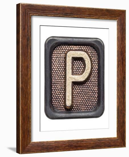 Metal Button Alphabet Letter P-donatas1205-Framed Premium Giclee Print