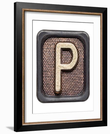 Metal Button Alphabet Letter P-donatas1205-Framed Premium Giclee Print