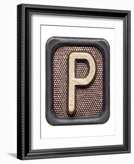 Metal Button Alphabet Letter P-donatas1205-Framed Premium Giclee Print