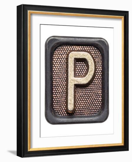 Metal Button Alphabet Letter P-donatas1205-Framed Art Print