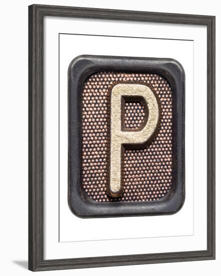 Metal Button Alphabet Letter P-donatas1205-Framed Art Print