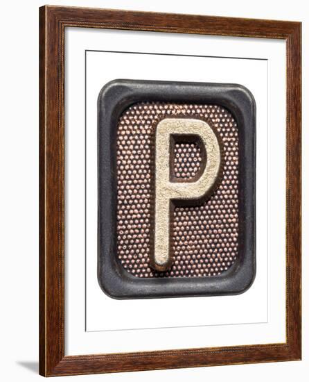 Metal Button Alphabet Letter P-donatas1205-Framed Art Print
