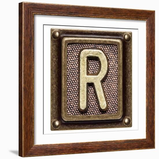 Metal Button Alphabet Letter R-donatas1205-Framed Premium Giclee Print